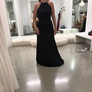 Black halter bridesmaid dress